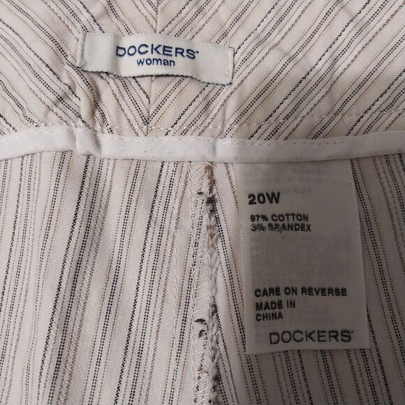 Dockers skort Womens 20W white tan brown striped built in shorts Stretch Cotton - Picture 4 of 7